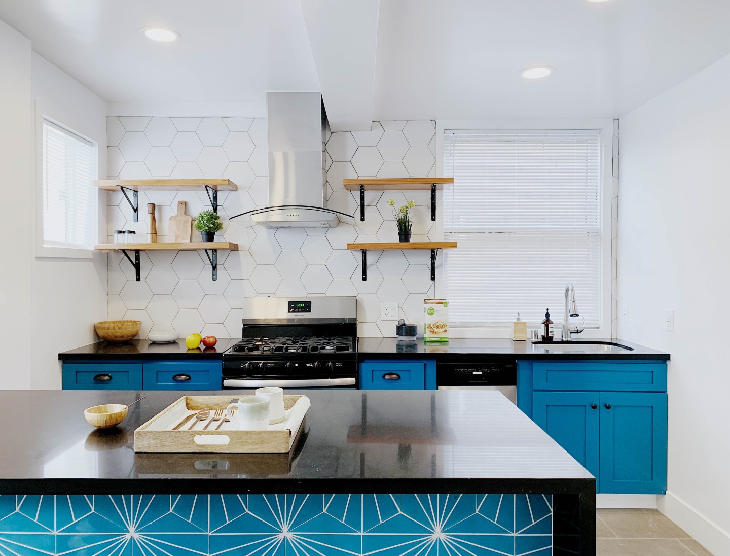 Beautiful Kitchen with Bright blue accents