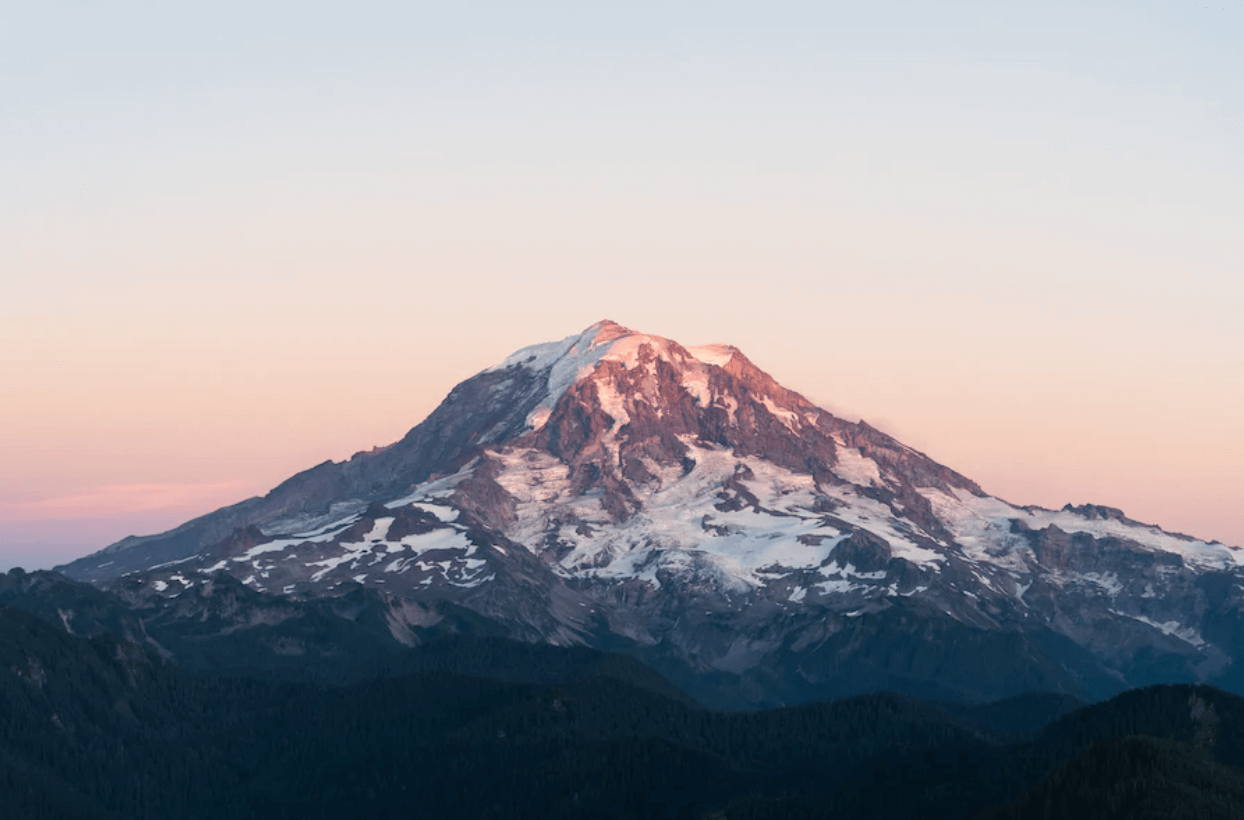 Mount Rainier, located in Washington